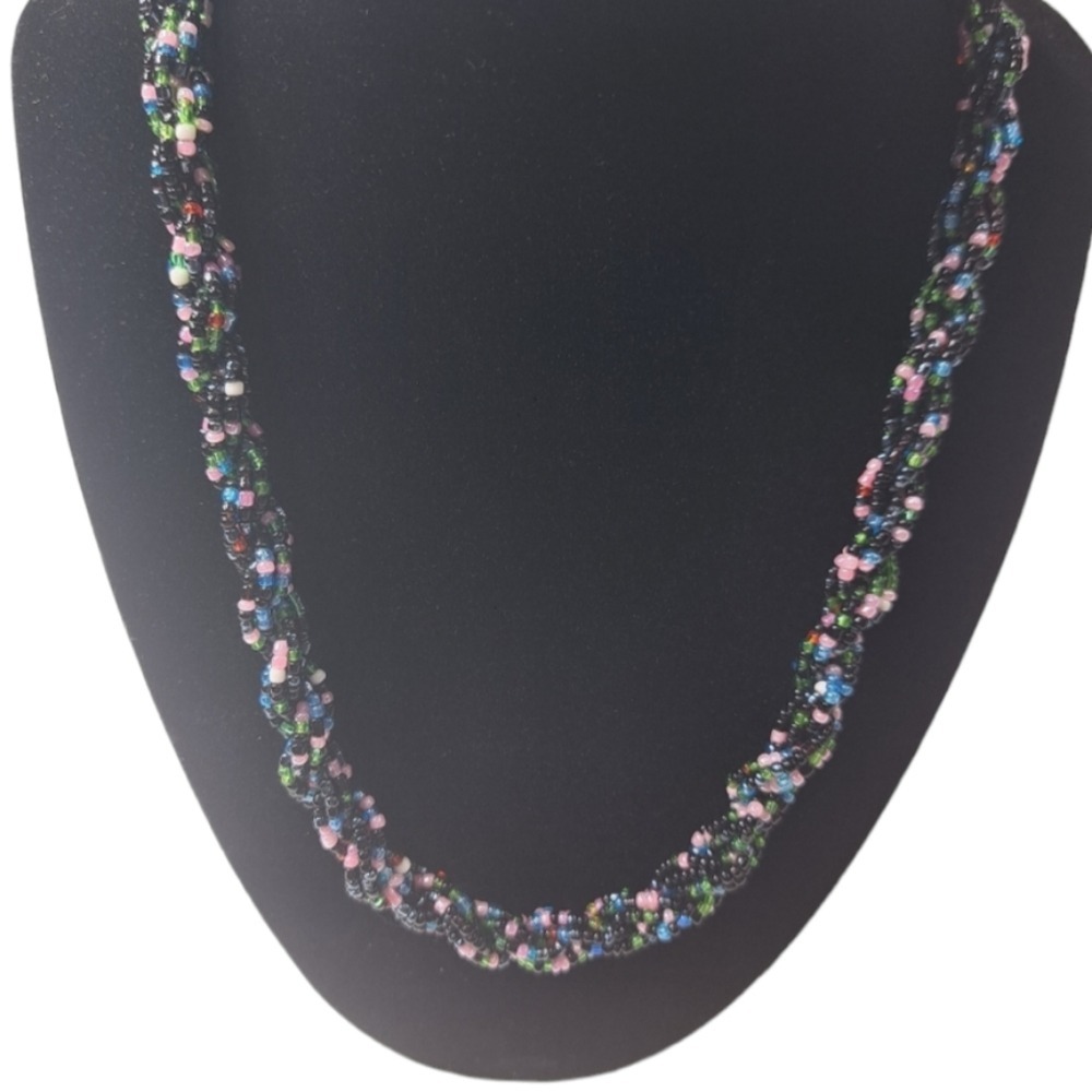 Handmade Women's Seed Bead Multicolored Braided Choker Necklace‎ 9.5 Inches